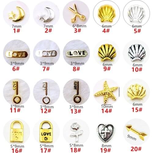 10pcs/lot Japan Korea 3D Alloy Nail Decorations Metal Heart Starfish Nail Accessories DIY Charm Styling Tools Nail Art Parts