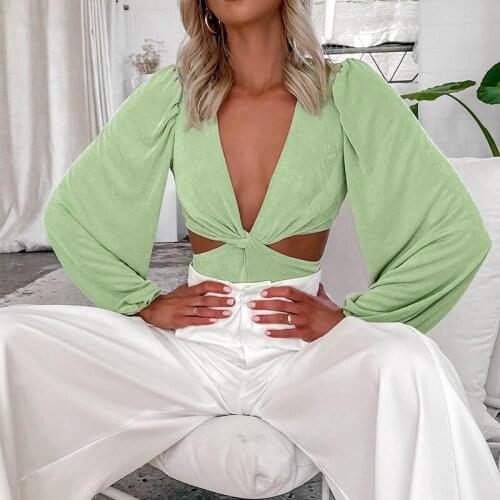 Jumpsuits for Women Hollow Top Light Mature Deep V-neck Long-sleeve One-piece Tie Dye Jumpsuit