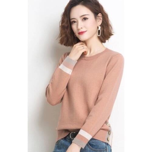 2021 Autumn New Fashion Solid Color Round Neck Pullover Long Sleeve Knitted Sweater Women Clothing Jumper Pull Femme Y611