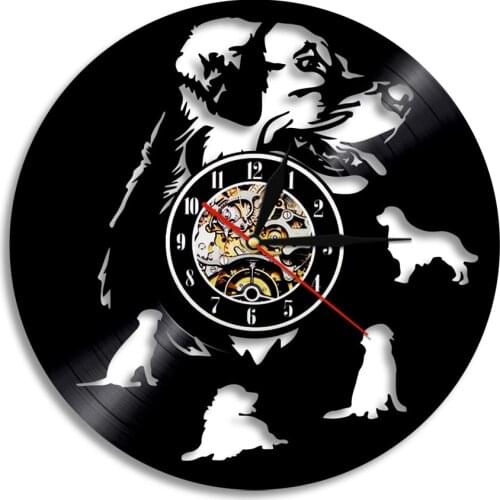 Labrador Golden Wall Clock Pets Dog Vinyl Record Wall Clock House Bar Art Pet Puppy Animal Hanging Watch LED Night Light Gifts