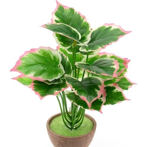 1Bouquet /18 leaves Artificial Palm Green Radish Plant Leaf For Home Wedding Table Decorations Fake Bonsai Tree Leaves Accessori