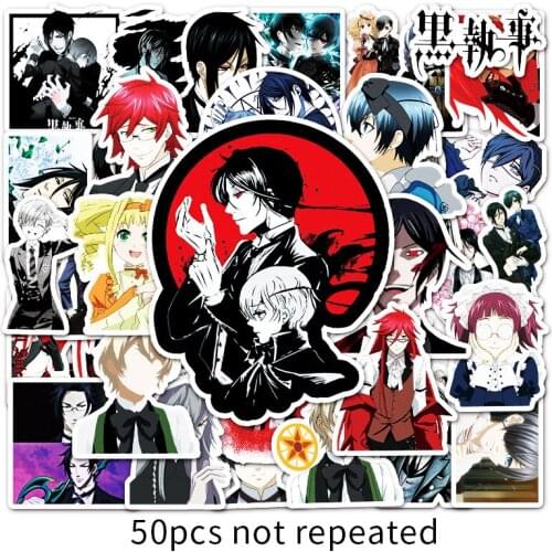 50PCS Black Butler Sticker Pack for Children Gift Cartoon Anime Stickers To Stationery Laptop Suitcase Guitar Fridge Decals