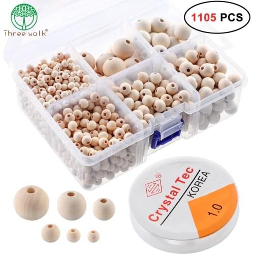 1105pcs/Set Unfinished Wooden Beads Natural Wood Teething Bead Jewelry Making Handmade For DIY Jewelry Customized