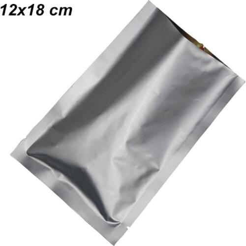 12x18 cm Open Top Pure Mylar Foil Food Storage Packing Bags for Coffee Tea Powder Aluminum Foil Vacuum Heat Sealing Pure Foil W