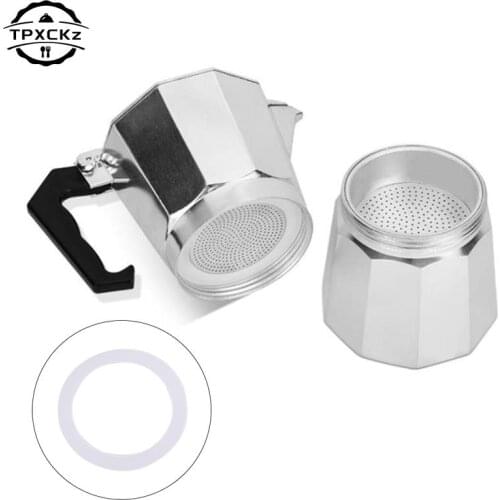3 Silicone Gaskets And 1Pc Stainless Steel Filter Moka Pot Coffee Bottle Replacement Compatible With 3/6/9/12 Cup Moka Express