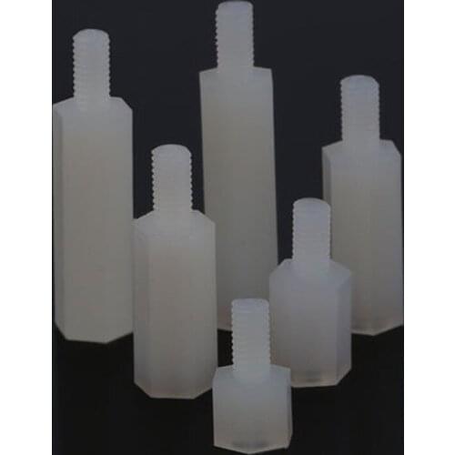 30pcs M3 Hexagonal nylon column Single head isolation columns Plastic support spacer 5mm-11mm Length