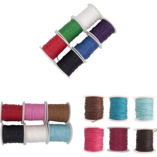 6 Rolls Colors 1mm Jewelry Making Beading Crafting Macrame Waxed Cotton Cord