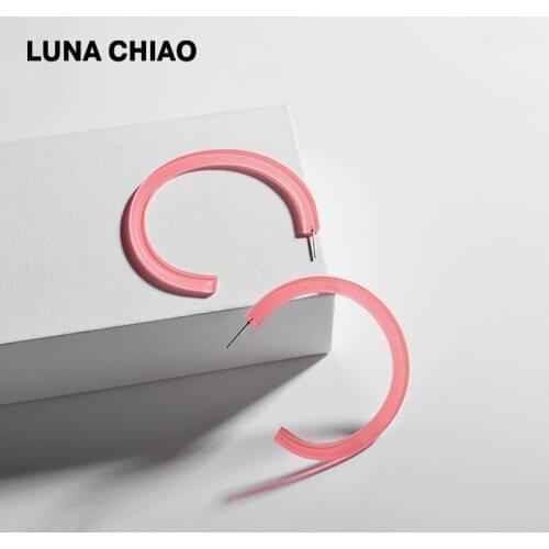 LUNA CHIAO 2020 Spring Summer Trendy Candy Color Big Hoop Earrings for Women