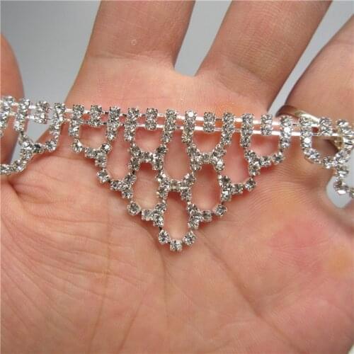 Rhinestone Crystal Chain Bling Diamante Lace Diamond Belt Trim Ribbon Necklace Applique Gem Sparkle Wedding Dress 3cm Width