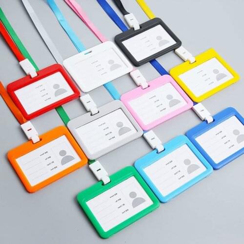 7*11.2cm Double Sided Employees Workers Work ID Card Holder Waterproof Name Students Badge Holder Horizontal Vertical Available