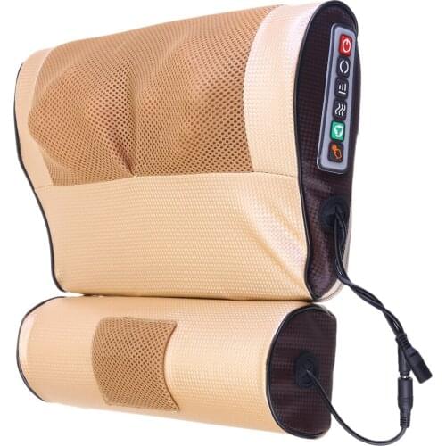 Double 8D Electric Neck Massager Infrared Heating Jade Physiotherapy PU Cervical Spine Massage Pillow
