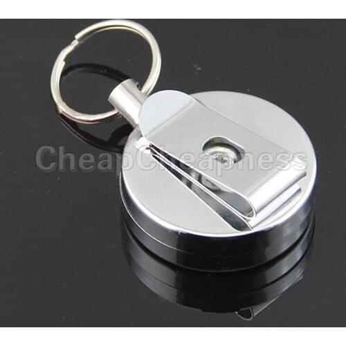 Hot Selling 1Pcs Mens Mini High Quality Casual Stainless Steel Badge Reel Retractable Key Ring ID Card Holder Clips