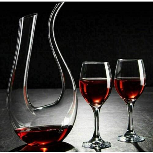 Crystal Red Wine Pourer Glass Decanter Brandy Decant Set Jug Bar Champagne Whiskey Decanter Hand Blown Glass Gift U Shape Tool