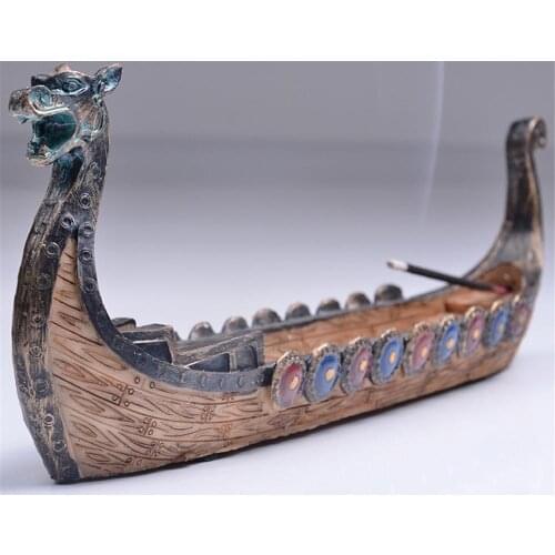 Chinese Traditional Design Dragon Boat Incense Stick Holder Burner Hand Carved Carving Censer Ornaments Retro Incense Burners