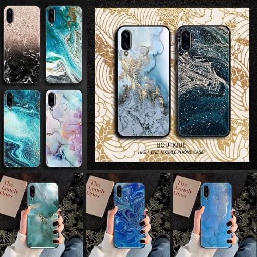 Marble Phone case For Huawei Honor 6 7 8 9 10 10i 20 A C X Lite Pro Play black luxury waterproof fashion bumper painting cover