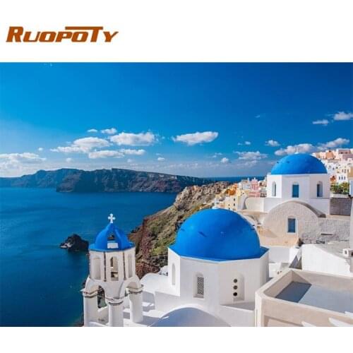 RUOPOTY Frame Picture Diy Painting By Numbers For Adult Seascape Picture By Number Acrylic Canvas Diy Gift Home Wall Art Picture