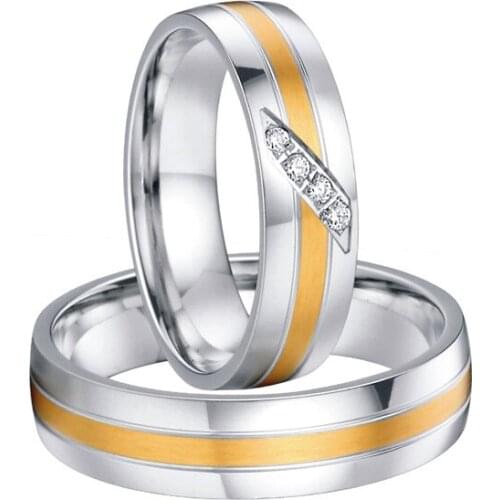 Custom Bridal Pair his and hers titanium steel wedding band rings sets for couples gold color alliances anel