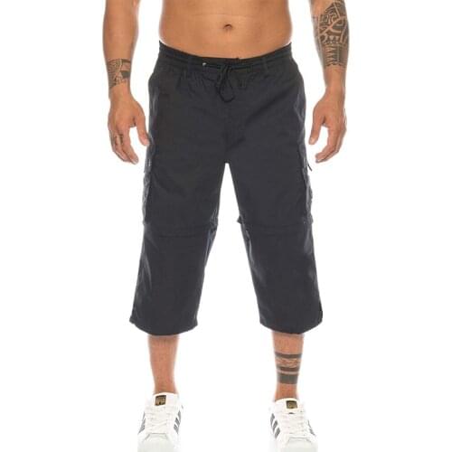 QNPQYX 2020 New Fall mens streetwear pants casual tooling pants multi-pocket woven detachable two wear seven-point pants men