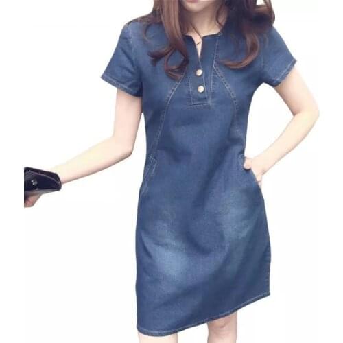 5XL Korean Denim Dress For Women New Summer Casual Jeans Dresses With Button Pocket Sexy Slim Denims Mini Skirt Plus Size Female