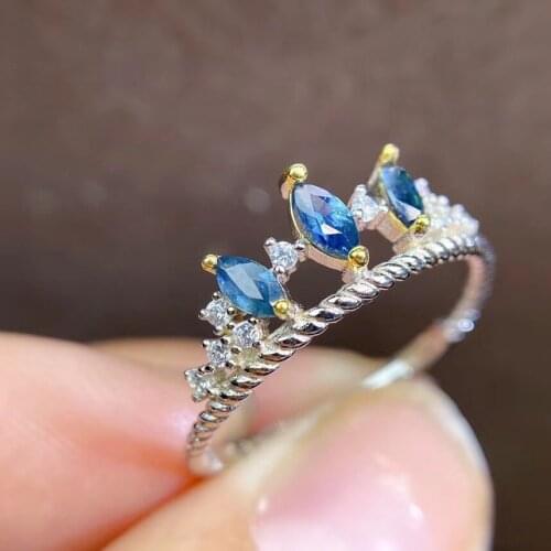 New Arrival 100% Natural real sapphire ring 925 sterling silver Fine handworked jewelry Finger rings