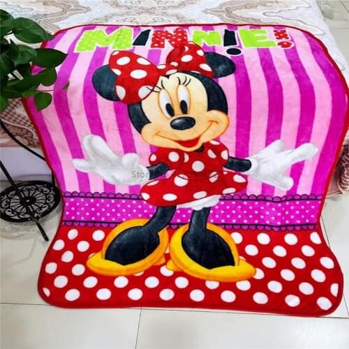 Cute Minnie Mouse Flannel Throw Blanket for Girls Kids Disney Mickey Mouse Frozen Winnie The Pooh Cartoon Printed Throw for Beds