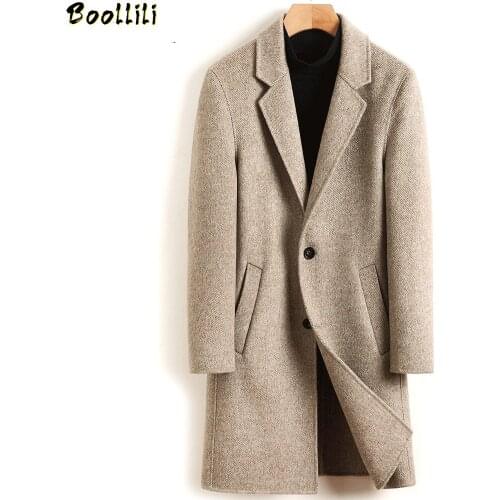 Boollili Autumn Winter Long Jacket 100% Wool Coat Men Clothes 2020 Mens Overcoat Luxury Coats Casaco Masculino