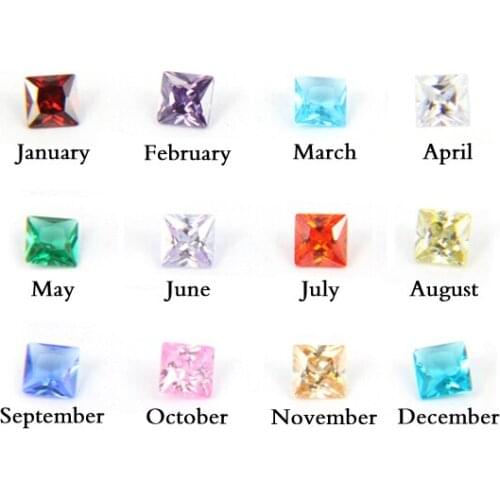 12 Month Birthstone Charms Square Shape Zircon Charm for Floating Locket 1200pcs/lot