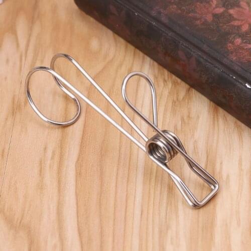 Portable Laundry Hook Stainless Steel Hanging Clothes Peg Pin Boot Shoes Hanger Holder Clip Photo Postcard Picture Clamp Office