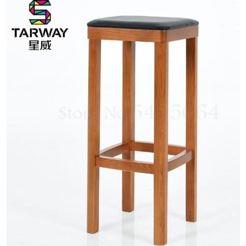 Simple European Fraxinus Mandshurica Solid Wood Bar Chair Fashion Home Bar Chair Wooden High Chair Stool