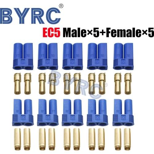 10PCS EC5 Connector 5.0mm Male Female Banana Plug with Housing Sheath Bullet RC Parts For Lipo Battery
