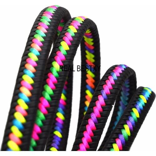 REAL BESTXY 2m/lot 12*7mm Flat Wide Braided Leather Cords Ropes fit Wrap Necklace Bracelet DIY Jewelry Making Findings Cords