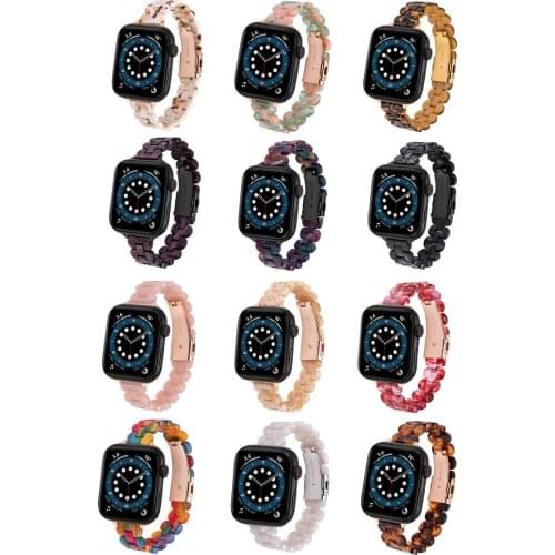 Luxury Oval Tortoise Shell Resin Band Wrist Strap For Apple Watch Series 6 5 4 3 2 1 SE