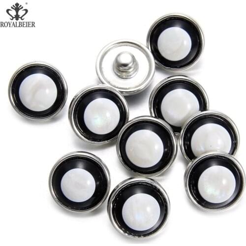 ROYALBEIER Multicolor 12mm Round Snap Press Buttons 10pcs/lot Antique Design Acrylic Charm Fit Snaps Earrings Bracelet Jewelry