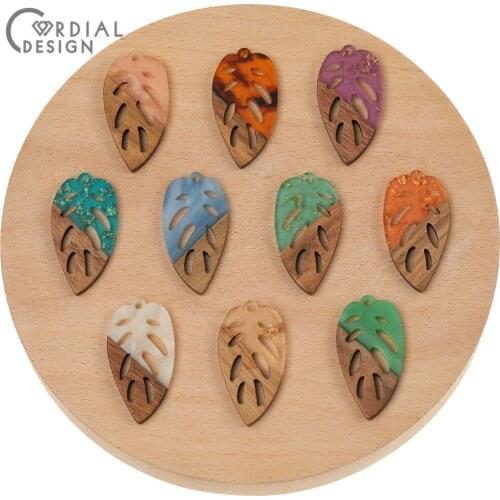 Cordial Design 50Pcs 20*38MM Earrings Accessories/Hand Made/Leaf Shape/Natural Wood Resin/Charms/DIY/Jewelry Findings Components