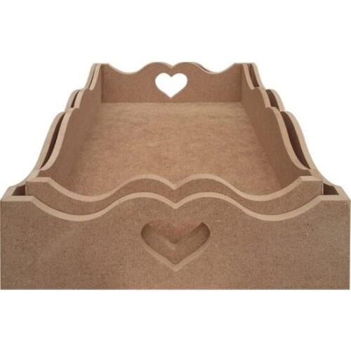 Tp2 2'Li Thick Heart Tray Wooden Object paintable decorative objects декоративные предметы под роспись