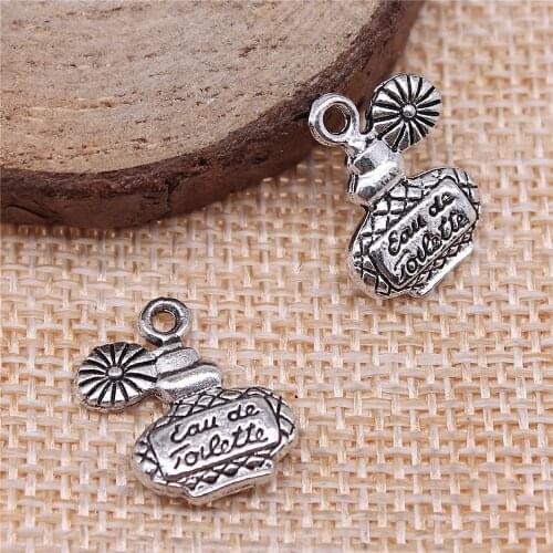 WYSIWYG 10pcs Charms Perfume Bottle 17x12mm Antique Making Pendant Fit Vintage Tibetan Silver Color DIY Handmade Jewelry