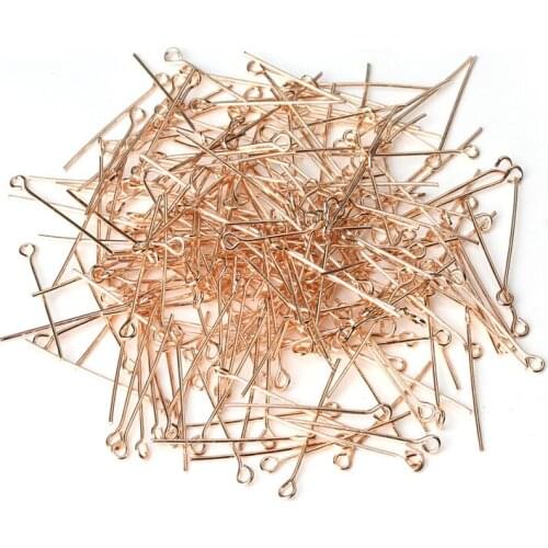 XINYAO 200pcs/lot 50mm Rose Gold Color Metal Ball Head Pins Needles Eye Pins Gauge DIY Jewelry Making Findings Wholesale F117