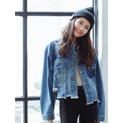 Jean jacket 2018 women autumn winter fashion outerwear denim jeans jacket women streetwear female ladies jeans jackets TA805