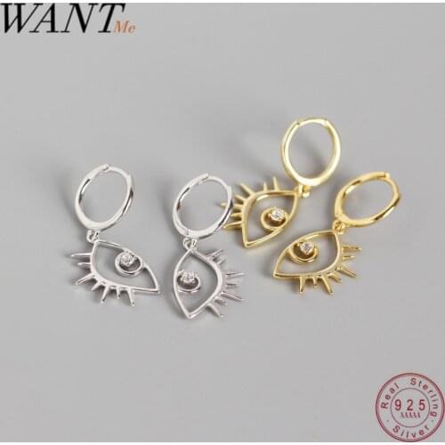 WANTME Bohemian Personality Eye Exaggerated Studs Earrings Genuine 100% 925 Sterling Silver Fashion Punk Accessories Jewelry