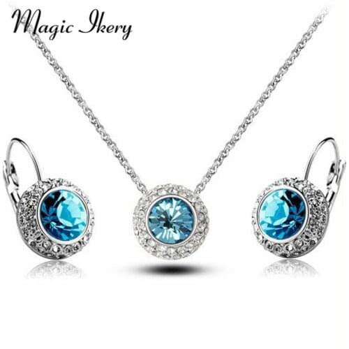 Magic Ikery New 2016 Rose Gold Color Rhinestone Vintage Moon River Crystal Jewelry Sets Fashion Jewelry for women MKY4335