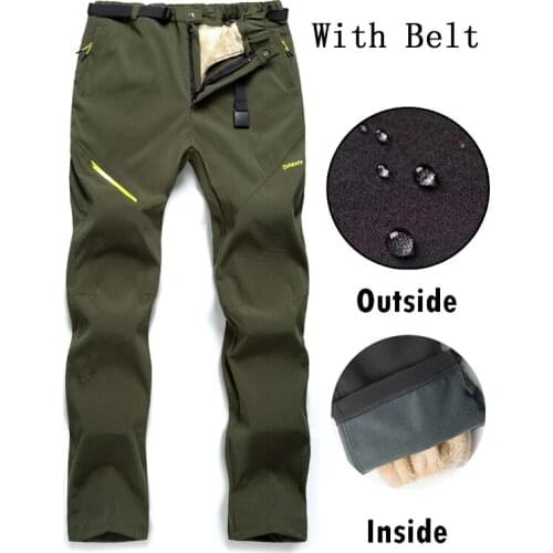 Winter Warm Fleece Ski Pants Women Men Thick Elastic Hiking Trousers Outdoor Sports Waterproof Trekking Camping Fishing Pants