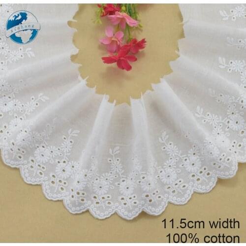 11.5cm width 100% cotton embroidery lace french lace ribbon fabric guipure diy trims warp knitting sewing Accessories#3247