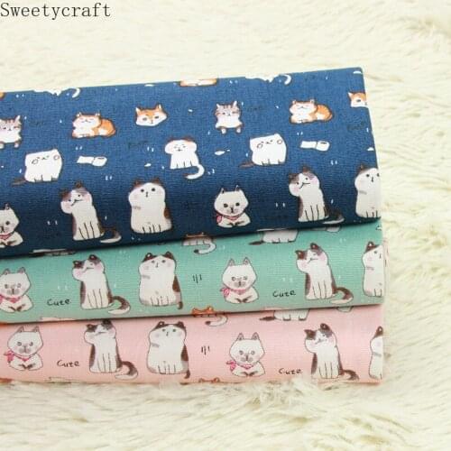 110x45cm Thick Cotton Fabric By Yard Cute Cat Printed for DIY Sewing Doll Dress Bag table cloth curtain pillow Party Home Decor