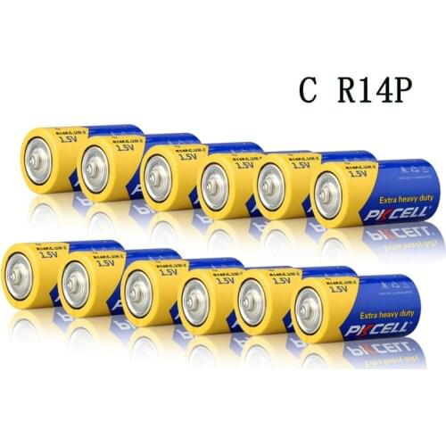 12PC x PKCELL R14P UM2 Batteries Super Heavy Duty C Size battery 1.5 Volts Carbon Zinc Battery Dry Cell