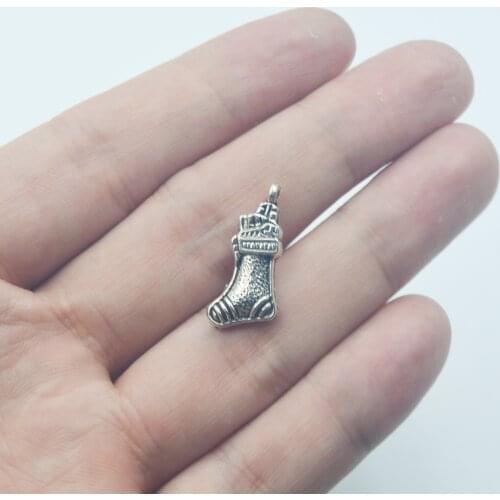 15pcs wholesale metal charms Christmas socks Pendants for Jewelry Making Accessories