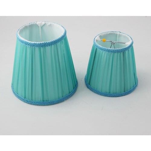 2PCS Light Blue Pleated Lace Lampshade,Small Fabric Ceiling Chandelier Light Covers Table Lamp Cover, E14 / Clip on