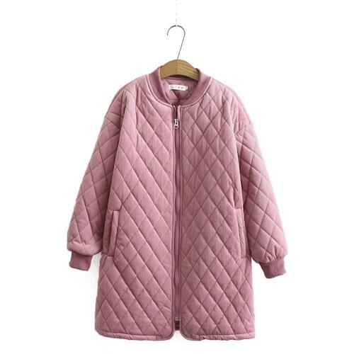 2020 Casual Corduroy Puffer Jacket Woman Winter Coat Long Plus Size Solid Cotton Parka Female Zipper Thick Warm Outwear