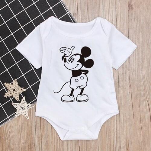 2021 1PC Newborn Short Sleeve Summer Baby Boy Clothes Mickey Funny Romper Baby Girl Clothes Roupas de bebe Girls Baby Clothing