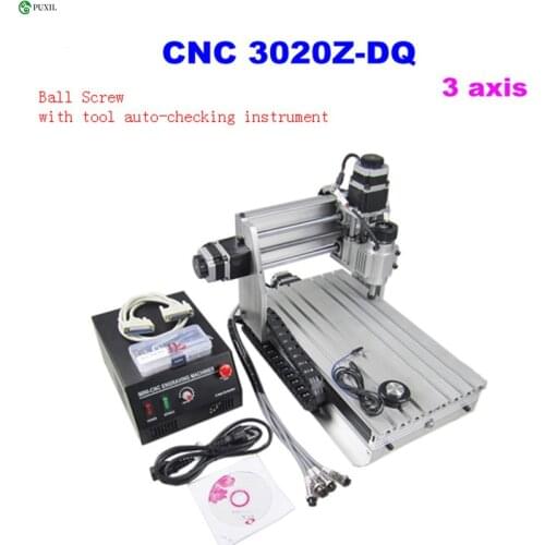 3 Axis 3020Z-DQ CNC Router 3020 CNC Cutting Machine with Ball Screw + 20x3.175mm 1/8 "Tungsten Carbide Cutte
