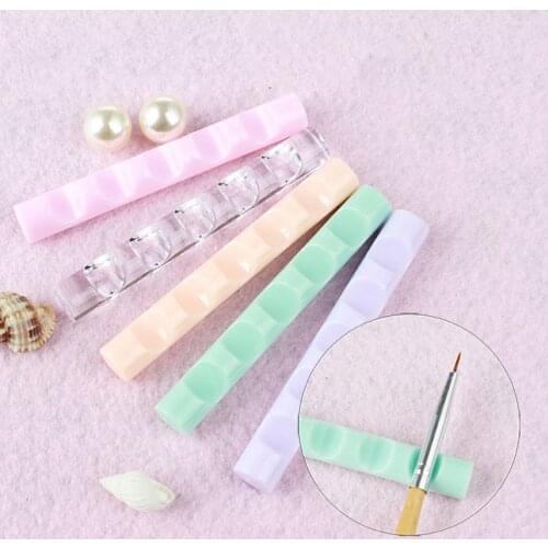 5 Grids Acrylic Clear Nail Brush Rack Shelf Painting Pen Rest Holder Stand Colorful UV Gel Brush Display Holder